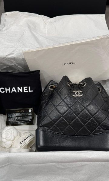 CHANEL Aged Calfskin Quilted Gabrielle Backpack Black