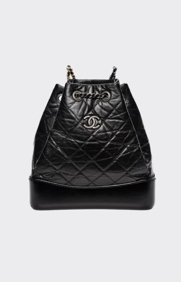 CHANEL Aged Calfskin Quilted Gabrielle Backpack Black